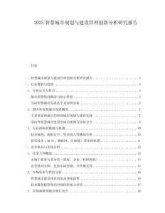 2025智慧城市規劃與建設管理創新分析研究報告