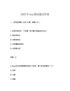 2025年bug測試題及答案