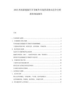 2025西南新能源汽車零配件市場供需格局競爭分析投資規劃報告