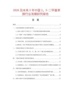 2026及未來5年中國2、5-二甲基苯胺行業(yè)發(fā)展研究報告