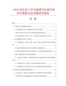 2026及未來5年中國透氣纖維不織布中底板行業發展研究報告