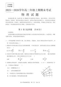 四川省自貢市2025~2026學(xué)年高二年級(jí)上學(xué)期期末考試物理