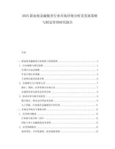2025新加坡金融服務行業市場詳細分析及發展策略與財富管理研究報告
