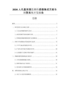 2026人孔蓋泄漏監(jiān)測(cè)傳感器集成方案與預(yù)警系統(tǒng)開(kāi)發(fā)報(bào)告