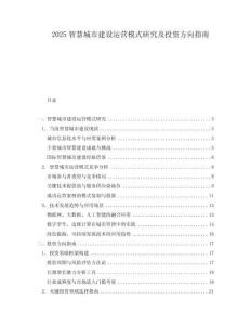 2025智慧城市建設(shè)運(yùn)營(yíng)模式研究及投資方向指南