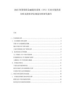 2025智慧保險(xiǎn)金融服務(wù)系統(tǒng)（IFS）行業(yè)市場(chǎng)供需分析及投資評(píng)估規(guī)劃分析研究報(bào)告