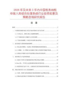 2026年及未來5年內中國稅務納稅申報入庫綜合處理系統行業投資前景及策略咨詢研究報告