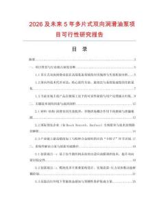 2026及未來5年多片式雙向潤滑油泵項目可行性研究報告