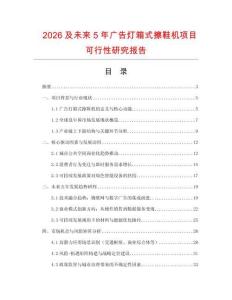 2026及未來5年廣告燈箱式擦鞋機項目可行性研究報告