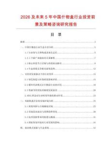 2026及未來5年中國什物盒行業(yè)投資前景及策略咨詢研究報告