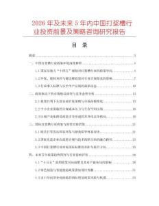 2026年及未來5年內中國打漿槽行業投資前景及策略咨詢研究報告