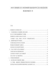 2025影視娛樂行業影視特效深度研究及市場發展策略調查報告書