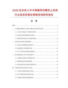 2026及未來5年中國微陰閉蝶形止回閥行業(yè)投資前景及策略咨詢研究報告