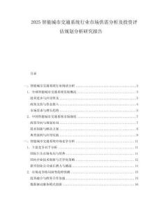 2025智能城市交通系統行業市場供需分析及投資評估規劃分析研究報告
