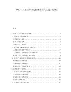2025公共衛生行業防控體系研究規劃分析報告