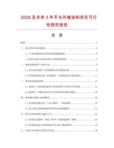 2026及未來5年平光外墻涂料項目可行性研究報告