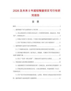 2026及未來5年超輕陶瓷項目可行性研究報告