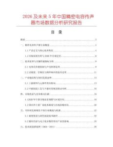 2026及未來5年中國精密電容傳聲器市場數(shù)據(jù)分析研究報告