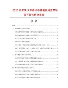2026及未來5年燒結不銹鋼絲網濾芯項目可行性研究報告