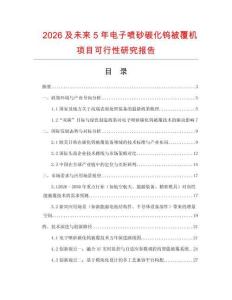 2026及未來5年電子噴砂碳化鎢被覆機項目可行性研究報告