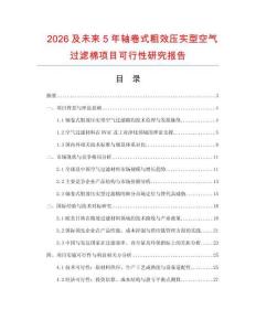 2026及未來5年軸卷式粗效壓實型空氣過濾棉項目可行性研究報告