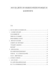 2025幼兒教育行業市場現狀分析投資評估規劃行業前景教育研究