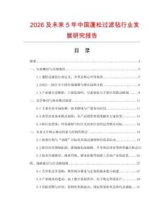 2026及未來5年中國蓬松過濾氈行業發展研究報告
