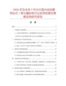 2026年及未來5年內(nèi)中國內(nèi)徑研磨用鉆石／氮化硼砂輪行業(yè)投資前景及策略咨詢研究報告