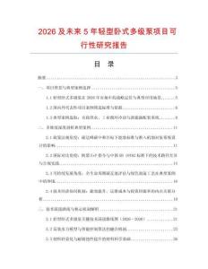 2026及未來5年輕型臥式多級泵項目可行性研究報告