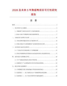 2026及未來5年熟板鴨項目可行性研究報告