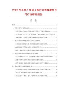 2026及未來5年電子斷紗自停裝置項目可行性研究報告