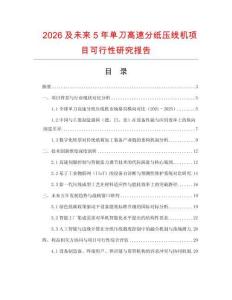 2026及未來5年單刀高速分紙壓線機項目可行性研究報告