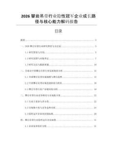 2026攀巖吊帶行業隱性冠軍企業成長路徑與核心能力解碼報告
