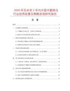 2026年及未來5年內中國半脆剛玉行業投資前景及策略咨詢研究報告
