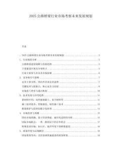 2025公路橋梁行業市場考察未來發展規劃