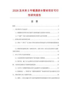 2026及未來5年暖通排水管材項目可行性研究報告