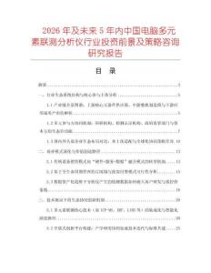 2026年及未來5年內中國電腦多元素聯測分析儀行業投資前景及策略咨詢研究報告