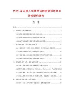 2026及未來5年鑄件砂眼密封劑項目可行性研究報告