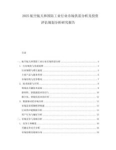 2025航空航天和國防工業(yè)行業(yè)市場供需分析及投資評估規(guī)劃分析研究報告