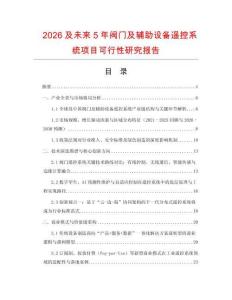 2026及未來5年閥門及輔助設備遙控系統項目可行性研究報告