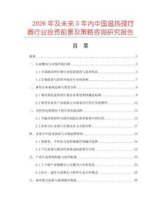 2026年及未來5年內中國溫熱理療器行業投資前景及策略咨詢研究報告