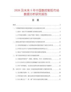 2026及未來5年中國數控割炬市場數據分析研究報告