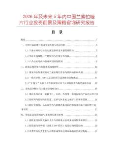 2026年及未來5年內中國蘭索拉唑片行業投資前景及策略咨詢研究報告