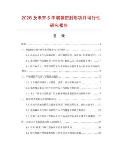 2026及未來5年堵漏密封劑項目可行性研究報告
