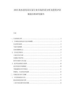 2025海水淡化高壓泵行業(yè)市場供需分析及投資評估規(guī)劃分析研究報告
