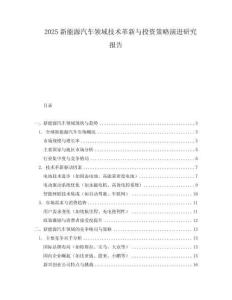 2025新能源汽車領域技術革新與投資策略演進研究報告