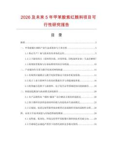 2026及未來5年甲苯胺紫紅顏料項目可行性研究報告