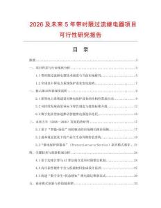 2026及未來5年帶時限過流繼電器項目可行性研究報告