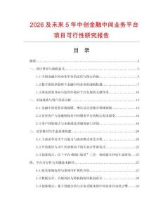 2026及未來5年中創金融中間業務平臺項目可行性研究報告