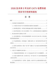 2026及未來5年光纖CATV收費系統項目可行性研究報告
